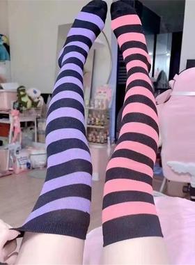 LittleFortune日系宽条纹过膝袜子动漫二次元cos学生长筒jk长袜子