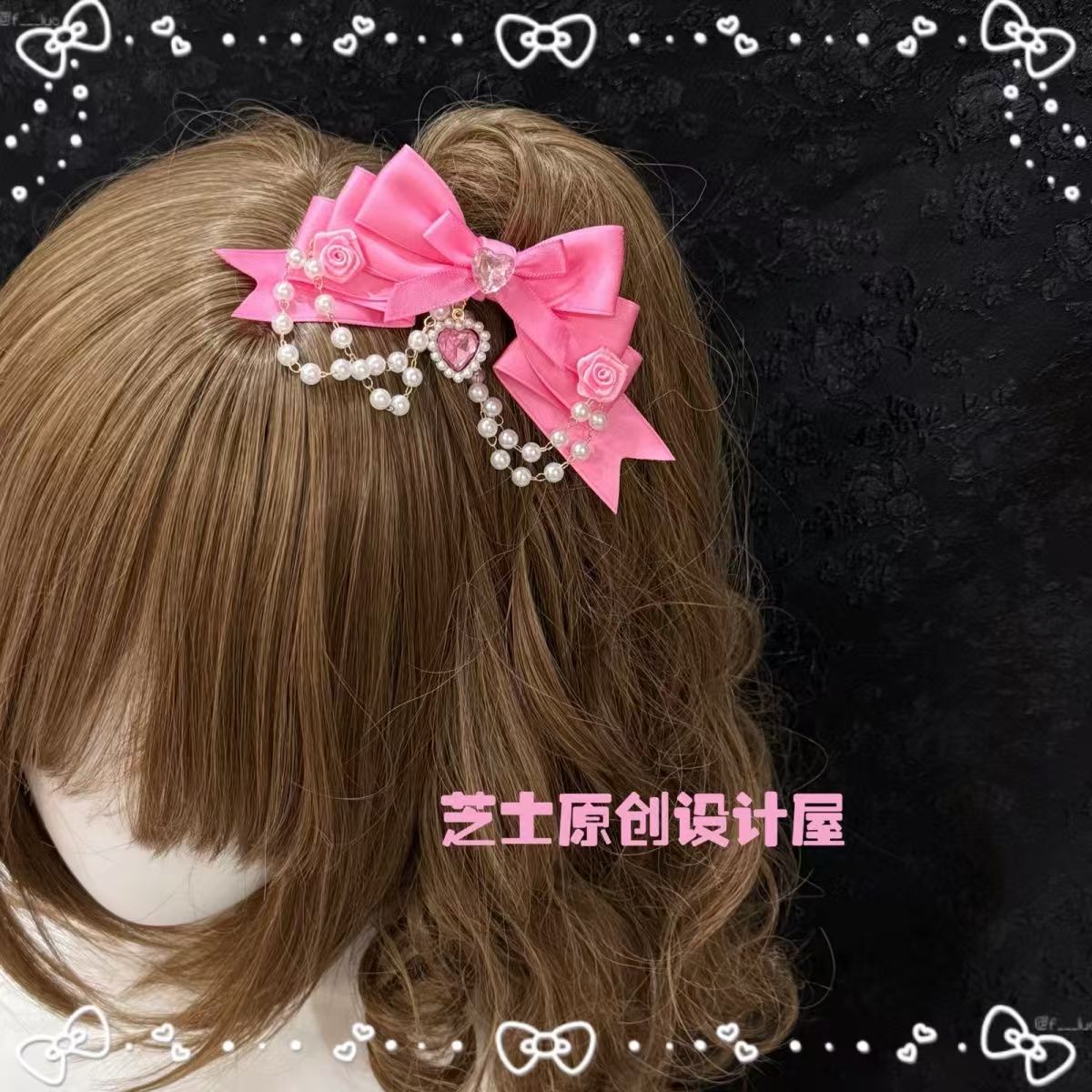 花语珍珠匣xbarbie芭比蕾丝蝴蝶结发夹洛丽塔配饰Lolita小物古早