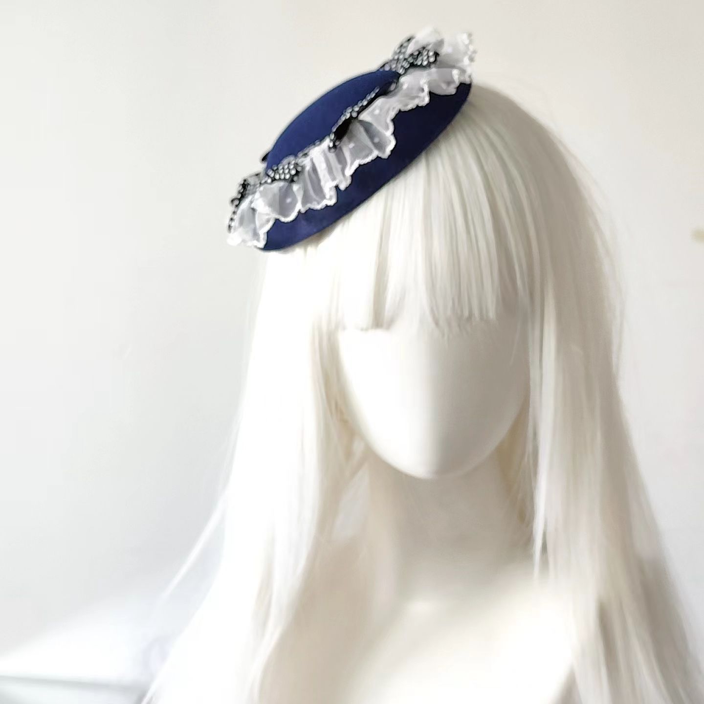 原创设计波点蝴蝶结花边小礼帽甜美lolita迷你小帽子蕾丝发饰