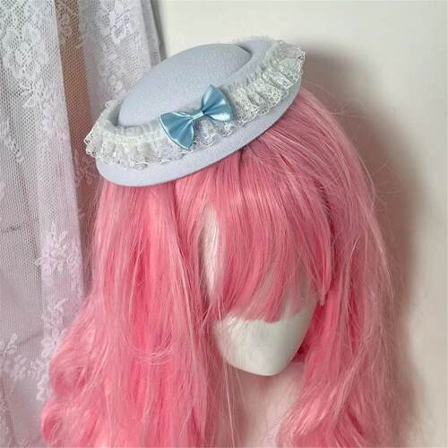 Little Fortune手作蕾丝花边小礼帽甜美lolita蝴蝶结帽子配饰发卡