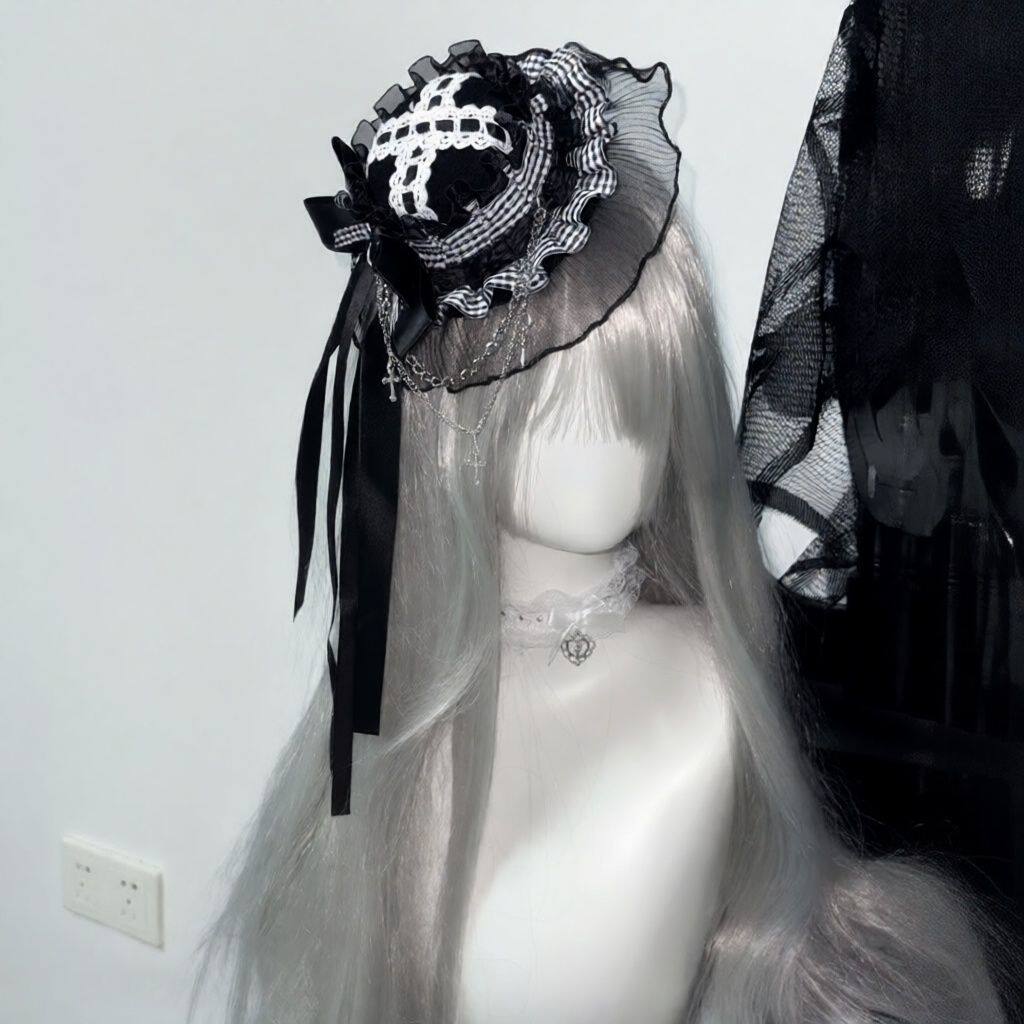 Little Fortune手作黑白babydoll劳拉的玩偶天使二型lolita小礼帽