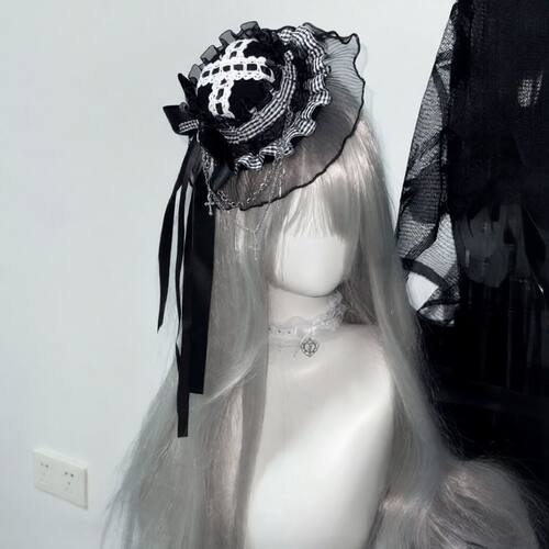 Little Fortune手作黑白babydoll劳拉的玩偶天使二型lolita小礼帽