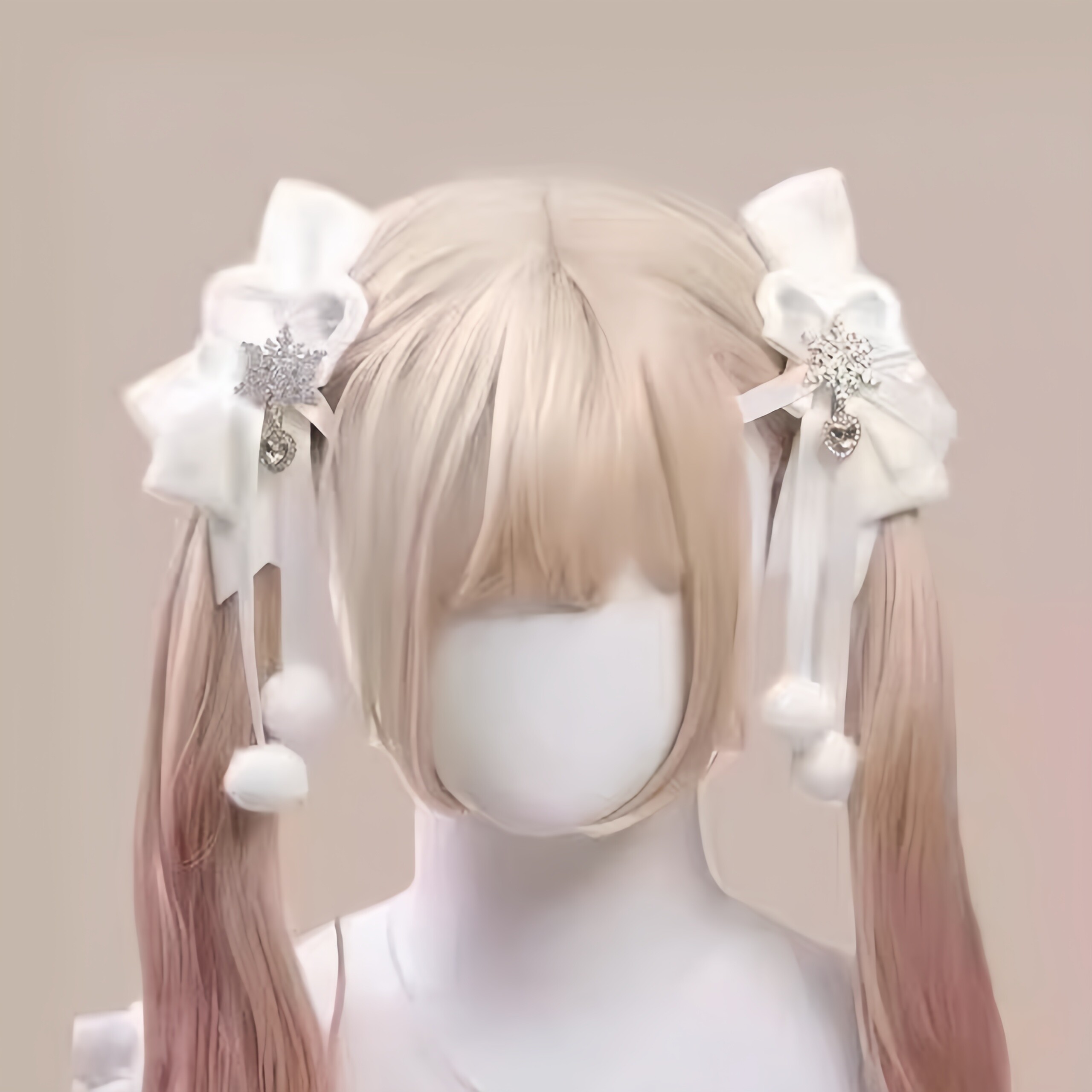 Little Fortune原创手作lolita雪花边夹可爱毛球双马尾头饰对夹