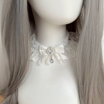 Little Fortune手作白色雀之羽千堆雪lolita蕾丝项链手袖重工颈链