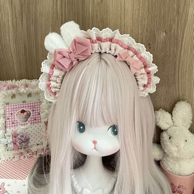 LittleFortune浓粉白米兔耳发箍