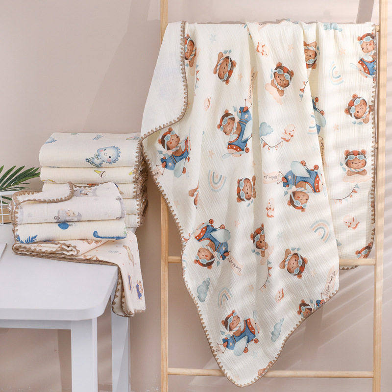 婴儿童被柔软四层纱布吸水棉浴巾盖毯空调被儿童锁边毛巾被,婴童用品,婴童抱被/抱毯,淘宝优惠券,粉丝福利购,淘宝优惠卷