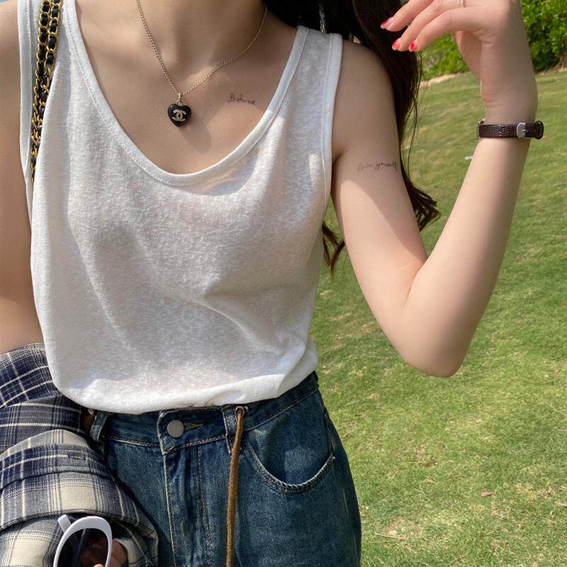 背心宽松2026新款白色内搭无袖上衣套头打底背心女夏外穿