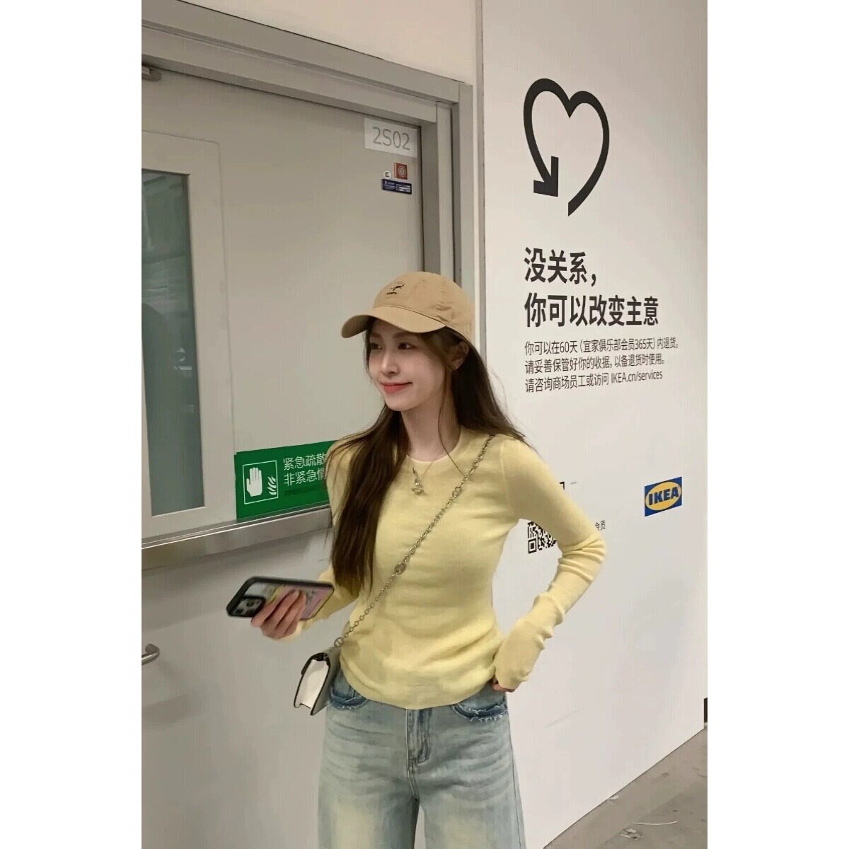 黄色套头针织打底衫女早秋内搭休闲软糯修身显瘦长袖纯色纯欲上衣