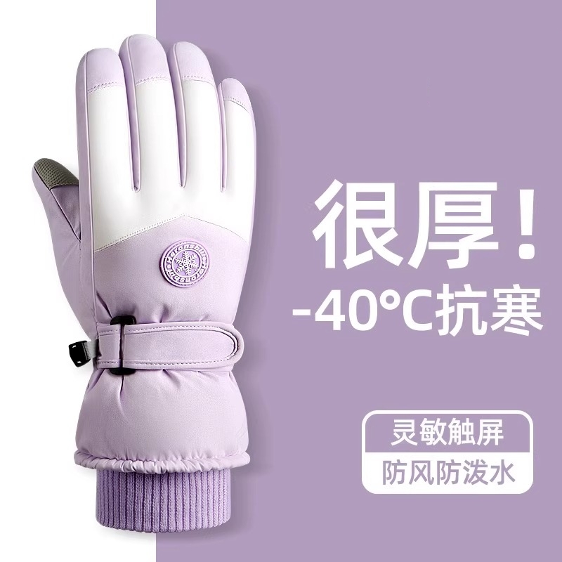 手套女冬季2025新款加绒加厚保暖防寒可触屏男防风电动车滑雪手套