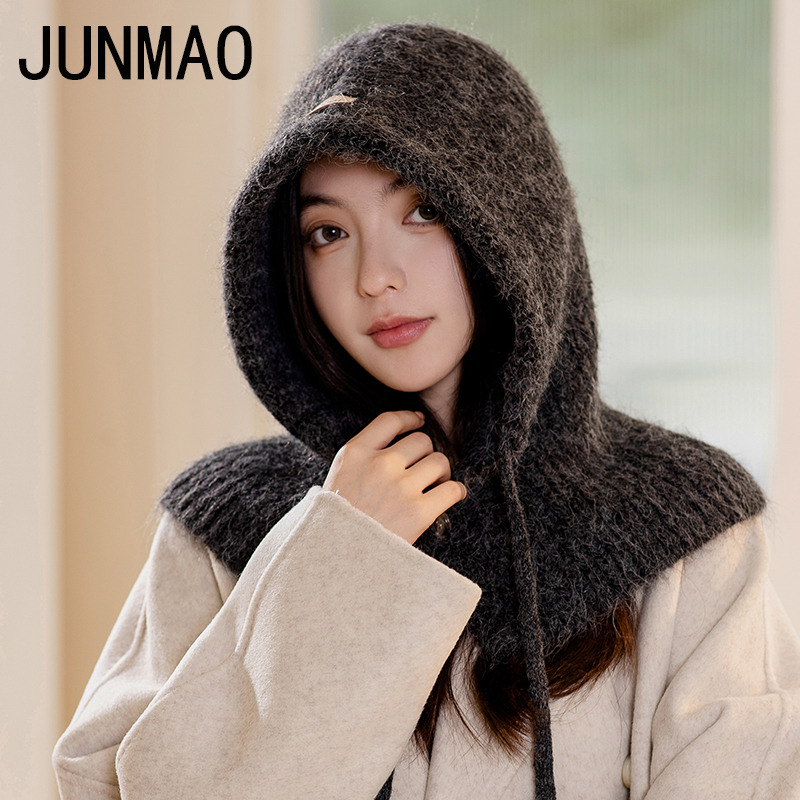 韩国巴拉克拉法帽子女冬季保暖帽子围脖一体情侣款护耳毛线针织帽