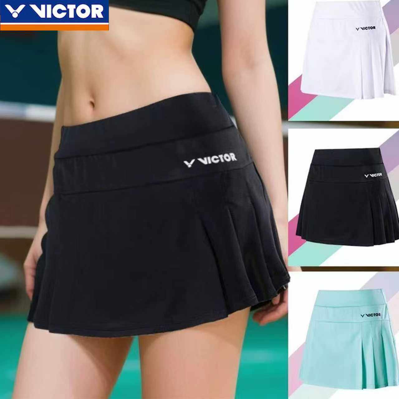 VICTOR官方正品夏季女羽毛球服威克多针织网眼运动打褶短裙带内衬