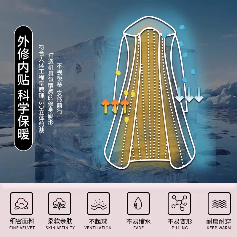 大毛领黑色长款大衣极地防寒绒内里加厚工地户外防寒过冬保暖