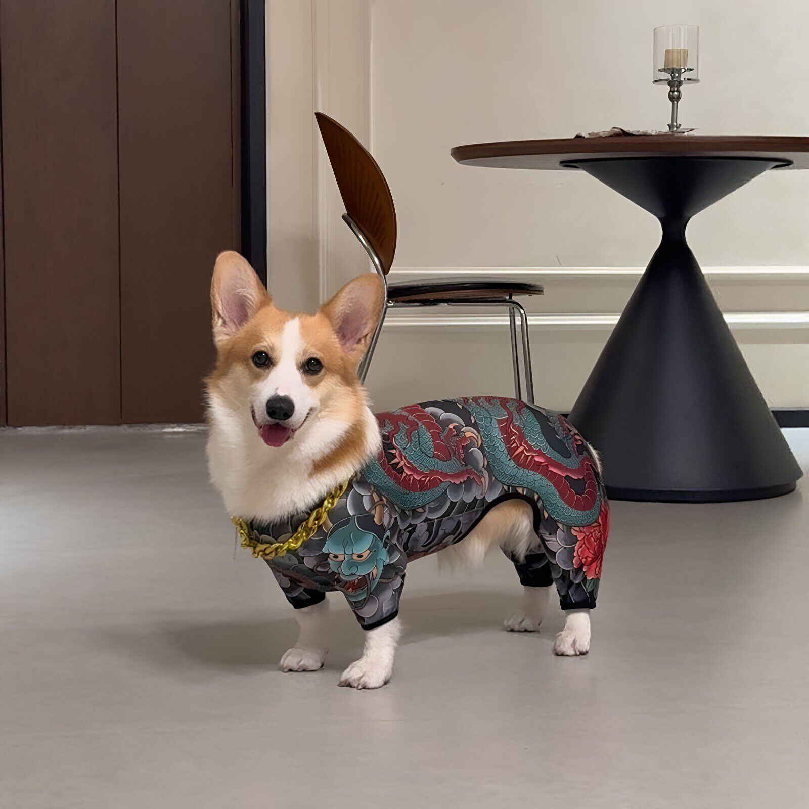 混的狗!宠物纹身衣狗狗花臂连体衣高弹防脏保护衣服抽象遛狗穿搭