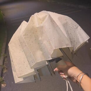 遇水开花高颜值雨伞自动伞女生折叠伞小巧便携晴雨伞学生上学专用