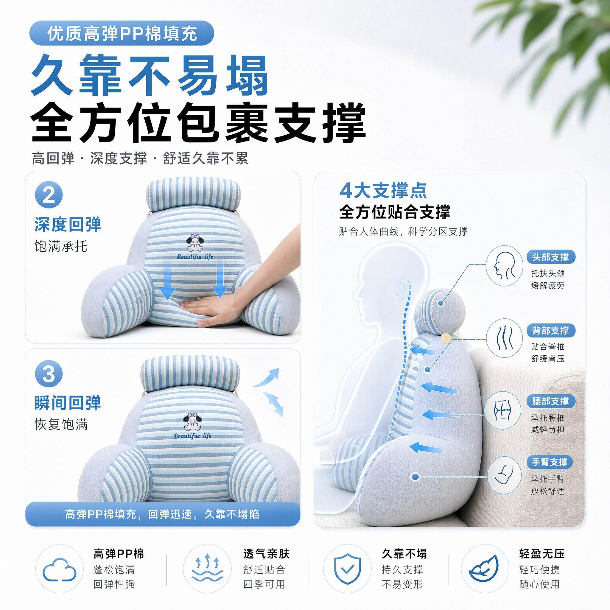 床软包靠枕老头人护腰ctkd-01枕垫孕妇沙发靠背头垫床上靠背四季