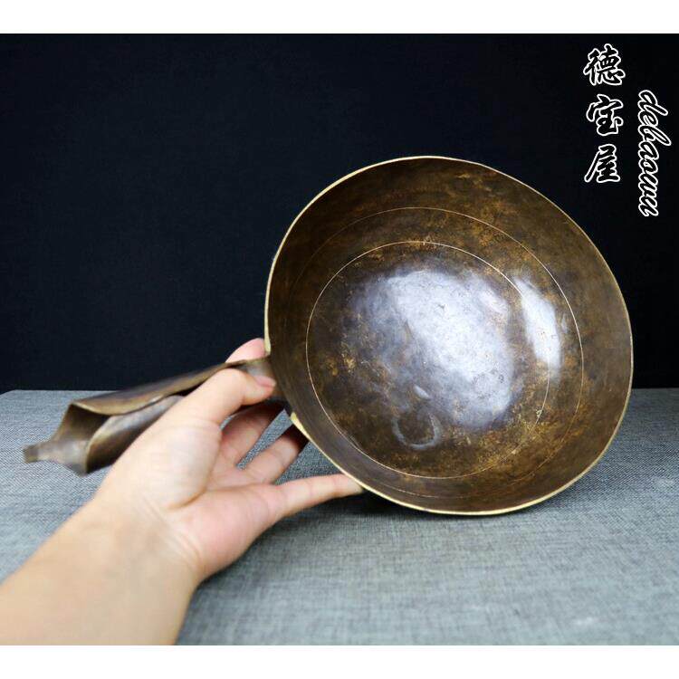 纯铜水 QCN大号铜瓢 铜水勺黄铜大勺铜盆马勺瓢老式纯铜手工锅铜