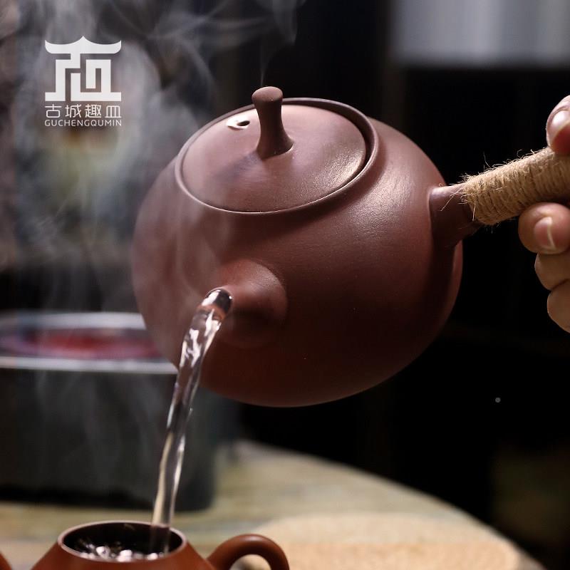 老泥粗陶炉侧THB把烧水煮茶软急须壶家用电岩陶静音套装化水质泡