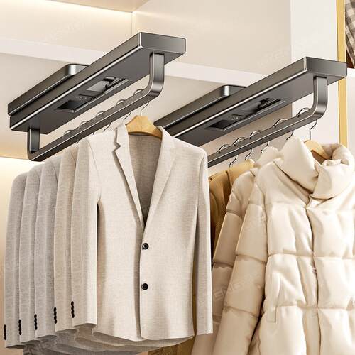力吸盘强裤架伸轨缩滑轨内道衣柜置衣架抽拉挂衣杆收纳多/佛功能
