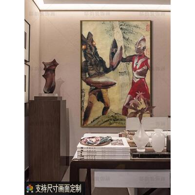 现代客厅艺抽象术装116饰画B&B酒店过道垂直印刷W画bai-Sabi风格