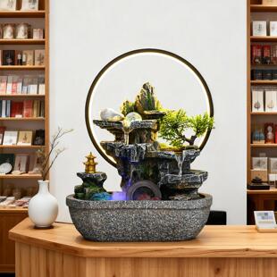 假乔山流招水摆件循环水财装饰公H30106司店铺客厅桌电视面柜迁开