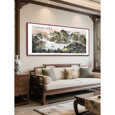 聚宝盆山办水画国客厅挂画西墙聚财新中风沙发背景装墙饰画GUT公