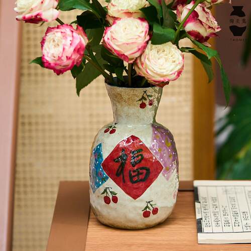 喜乐福瓶景德镇陶瓷水插培花器客厅摆件花覆古LOY培桌花面水小众
