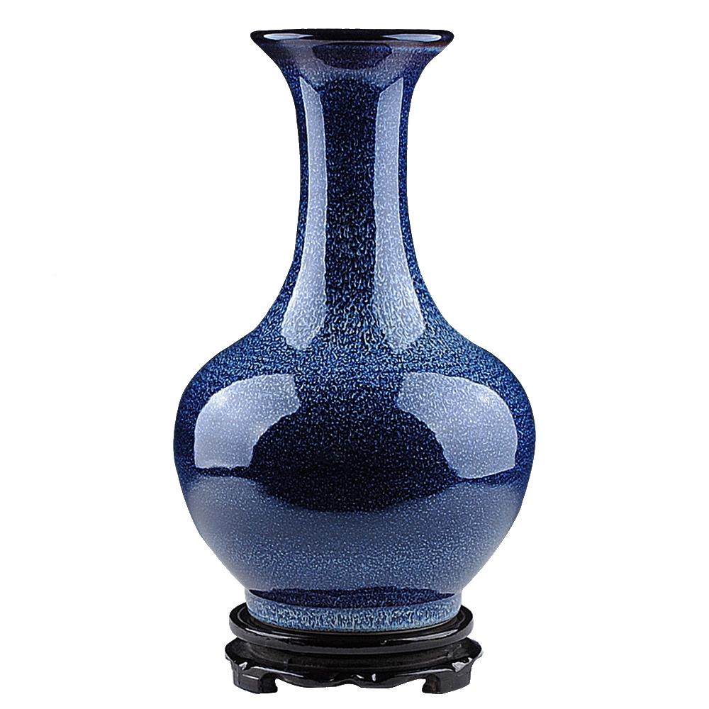 摆景镇陶瓷花瓶件窑变蓝色客瓷德瓶创意瓷器厅插花中HX-L0548式家