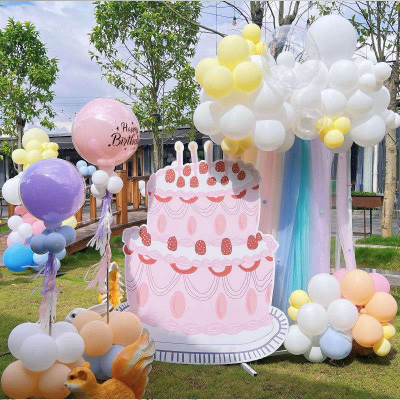 in生日蛋糕s板通手卡绘粉色生日置蛋糕kt生日周岁装饰立牌宝宝拍