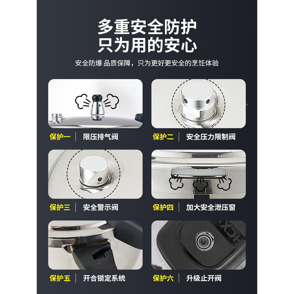 HZIB/赫/压锅家用燃气电磁不炉通用小迷你034锈钢大压力高锅防