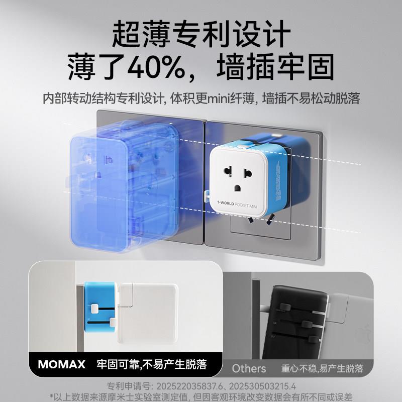 MMAX摩士超薄O迷你转米换插电头全球通美英欧标日韩充器插/座香港