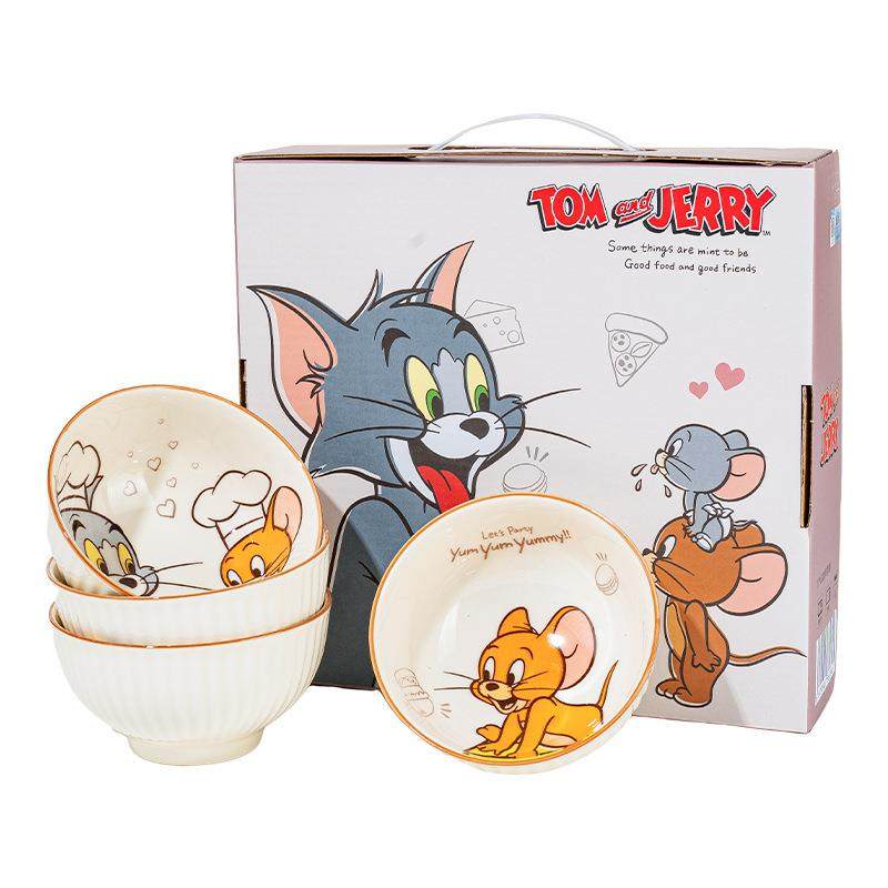 猫和老鼠米饭碗家用儿童可爱卡通陶瓷餐具套装乔迁伴手礼生日礼物,餐饮具,碗,淘宝优惠券,粉丝福利购,淘宝优惠卷