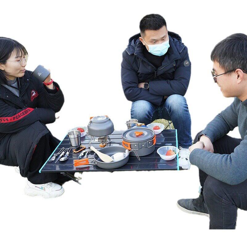 户外茶壶套锅含餐具套锅组合氧化铝材质便携野营套锅茶壶AT684-1图片