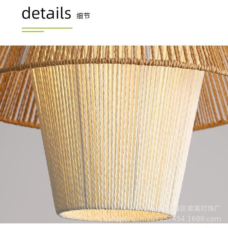 创意藤编草帽灯罩复古日式餐厅个性火锅店藤艺民宿东南亚竹编吊灯