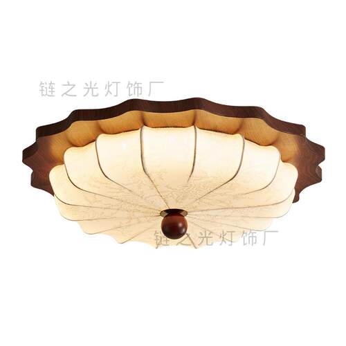 全光谱卧室布艺花纹吸顶灯法式奶油风主卧房间现代简约餐厅护眼灯
