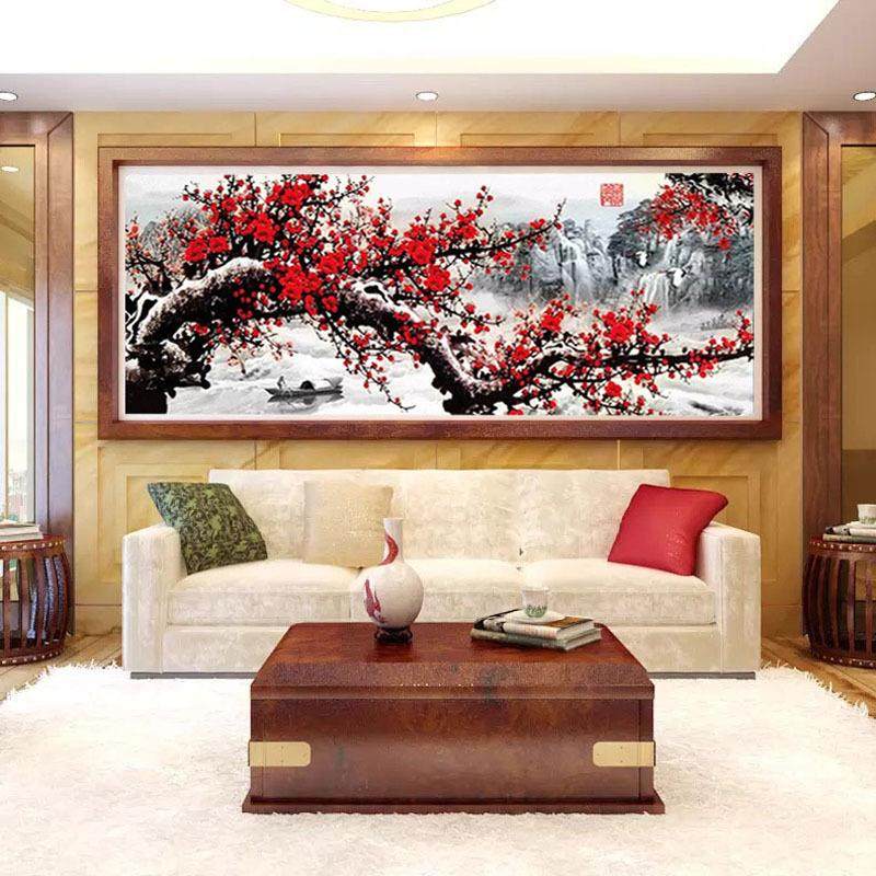 报春图梅花满钻点钻十字绣客厅办公室装饰画钻石国风钻艺,居家布艺,钻石绣,淘宝优惠券,粉丝福利购,淘宝优惠卷