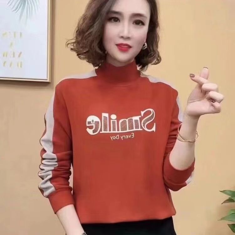 新款德绒半高领大码长袖打底衫女