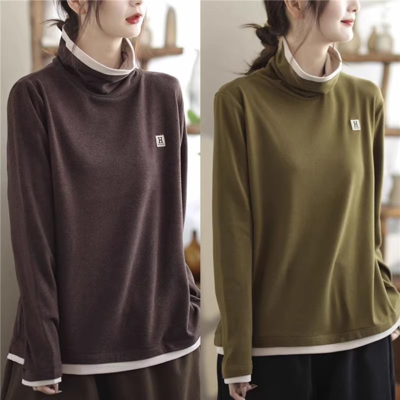 长袖t恤德绒内搭加绒大码上衣