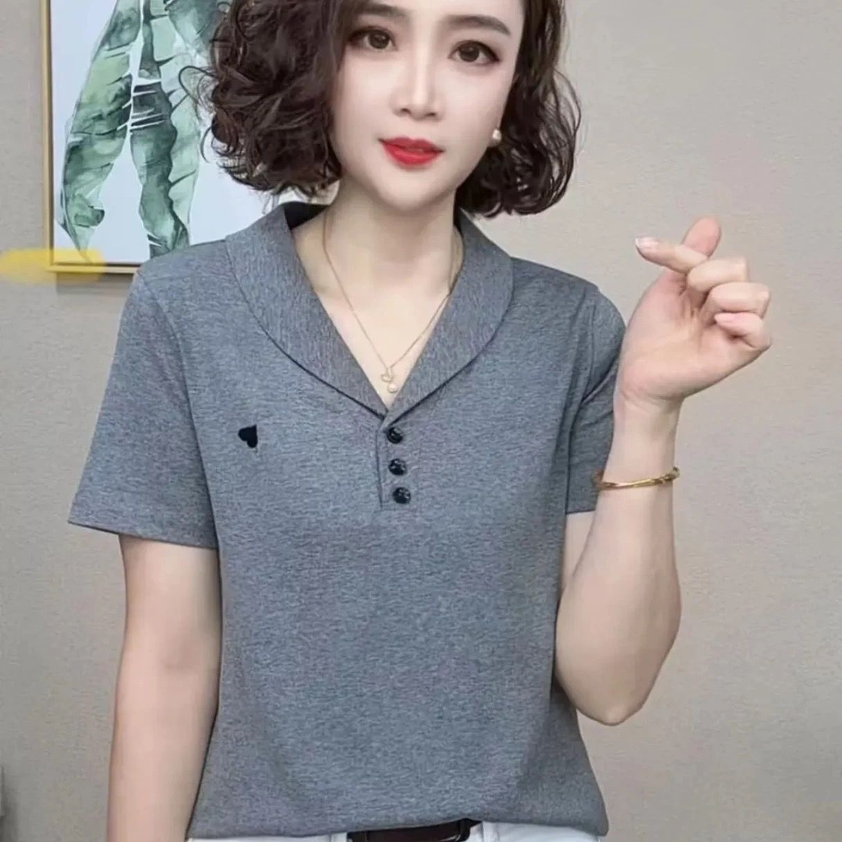 遮肚小衫夏装大码减龄上衣女