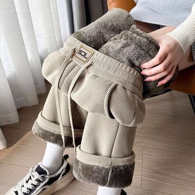 洋气休闲阔腿裤保暖直筒裤女