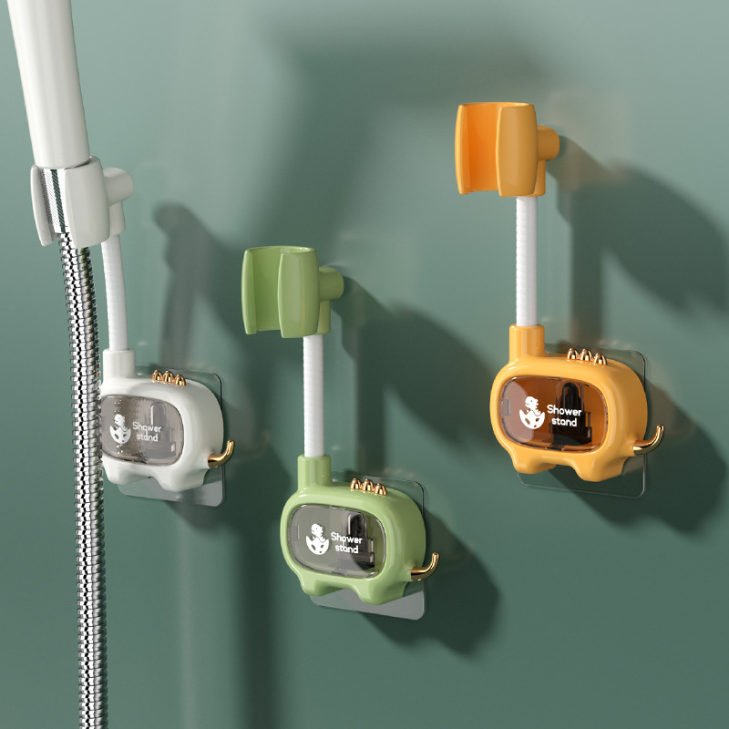 速发萌趣恐龙支节器打孔向头固定免带挂钩可调架沐浴底座架