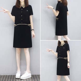 速发式季2法250夏新款宽松遮肚子休闲减龄大码连衣裙士