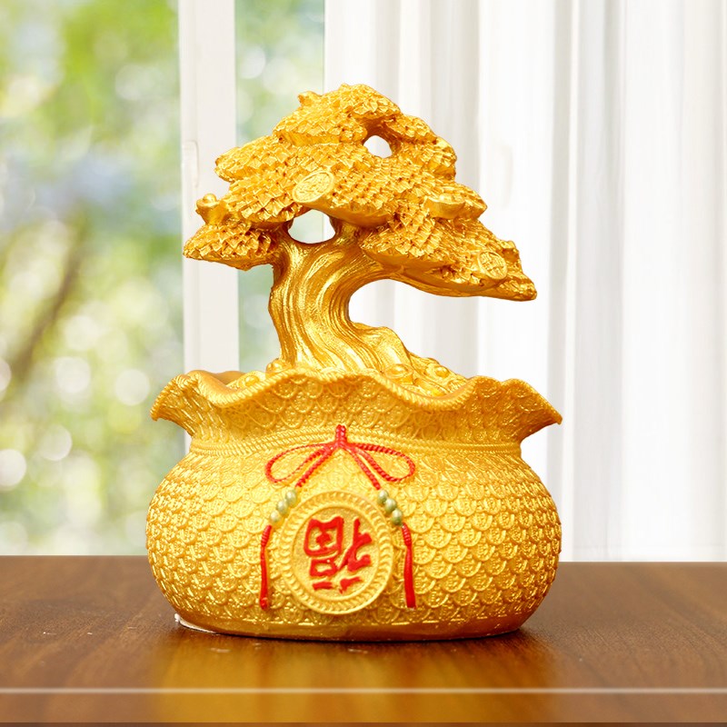 速发年年有余饰术小发财树摆件家居客厅酒柜装迷品手工艺你摆设品