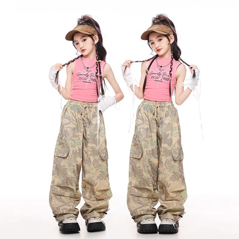 速发少儿爵a舞服秀孩潮酷韩版j士zz舞蹈走装潮服团甜酷露脐背心