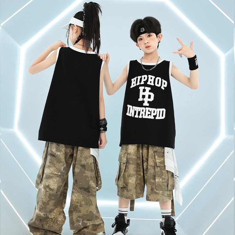 速发小男生街舞演出服爵士舞孩hipho儿少p街舞哈服酷帅嘻潮舞蹈服