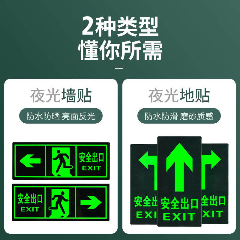 现货指示牌地板贴圆形自r发光贴纸夜光墙贴标识牌疏散标志地标楼