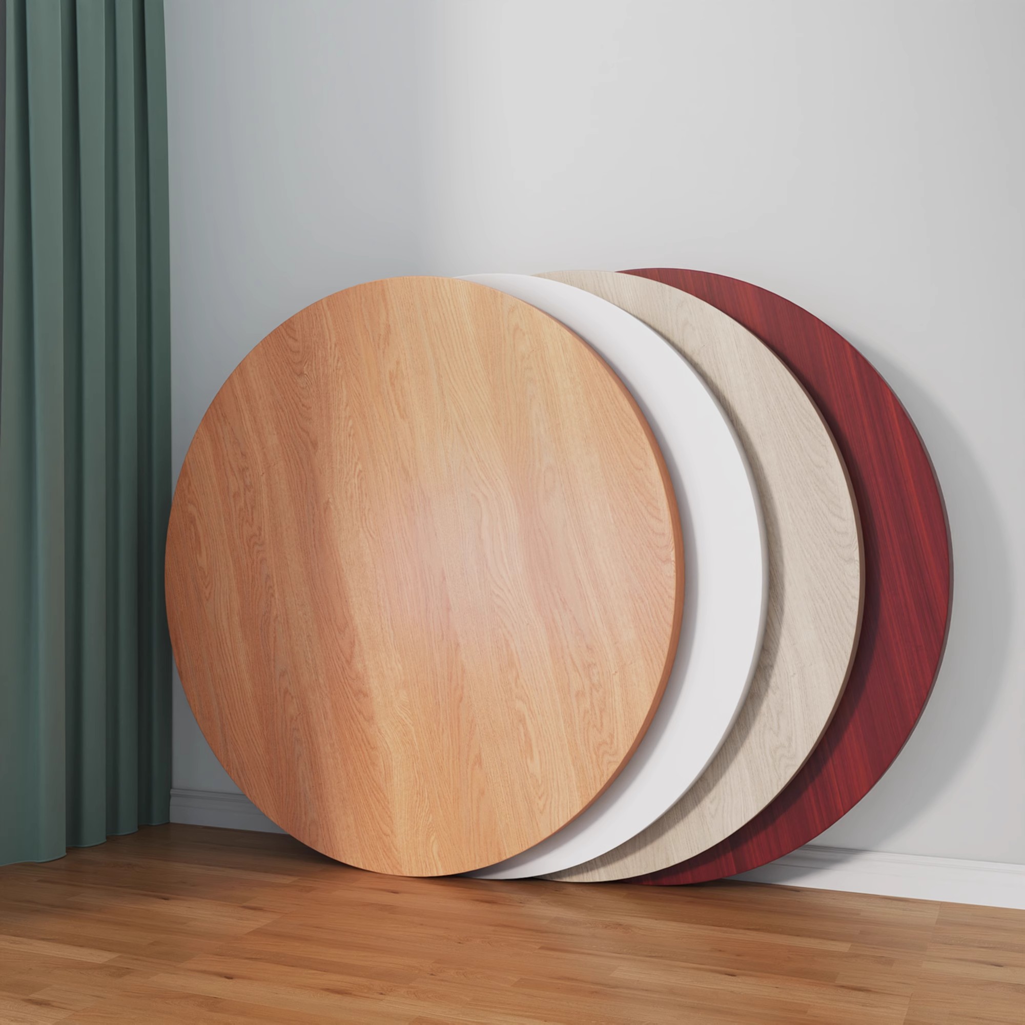 速发圆形桌折板餐桌面板小桌板圆桌台面板材面叠桌面单独桌板木板