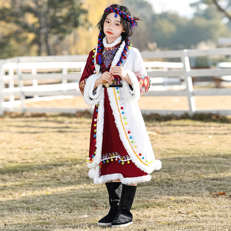 速发藏族服装儿童新款服饰藏式藏服季少数民族蒙古服族舞蹈演出服