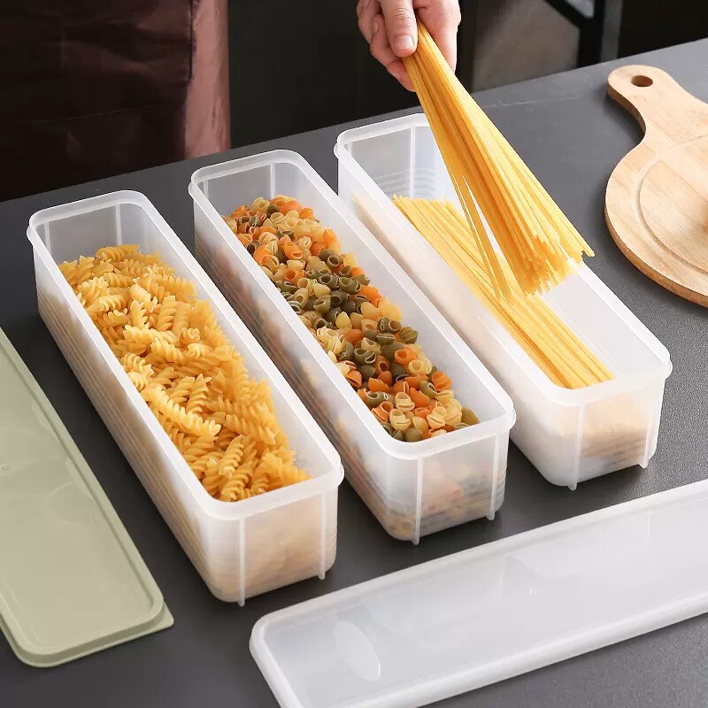 速发面塑收纳保长方形条料冰箱盒鲜盒带盖厨房杂粮食物挂面密封盒