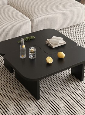 速发黑色创几模块自由组合白蜡木异形茶意沙实矮边几复古风发木茶