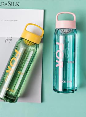 速发简约密封塑料水杯茶花杯子700茶漏水瓶便携礼品广告杯印刷log